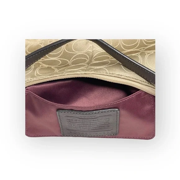 Coach ♕ Mia Lurex Signature C Top Handle Pouch Hobo Bag Handbag ♕ Light Khaki ♕ - Picture 12 of 16